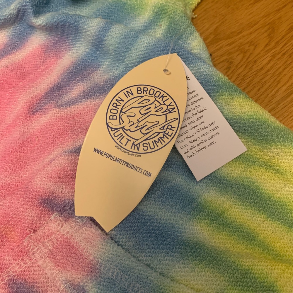 POP Surf Tie Dye Cropped Hoodie XL NWT Pastel Distressed Summer Pullover - Picture 3 of 4